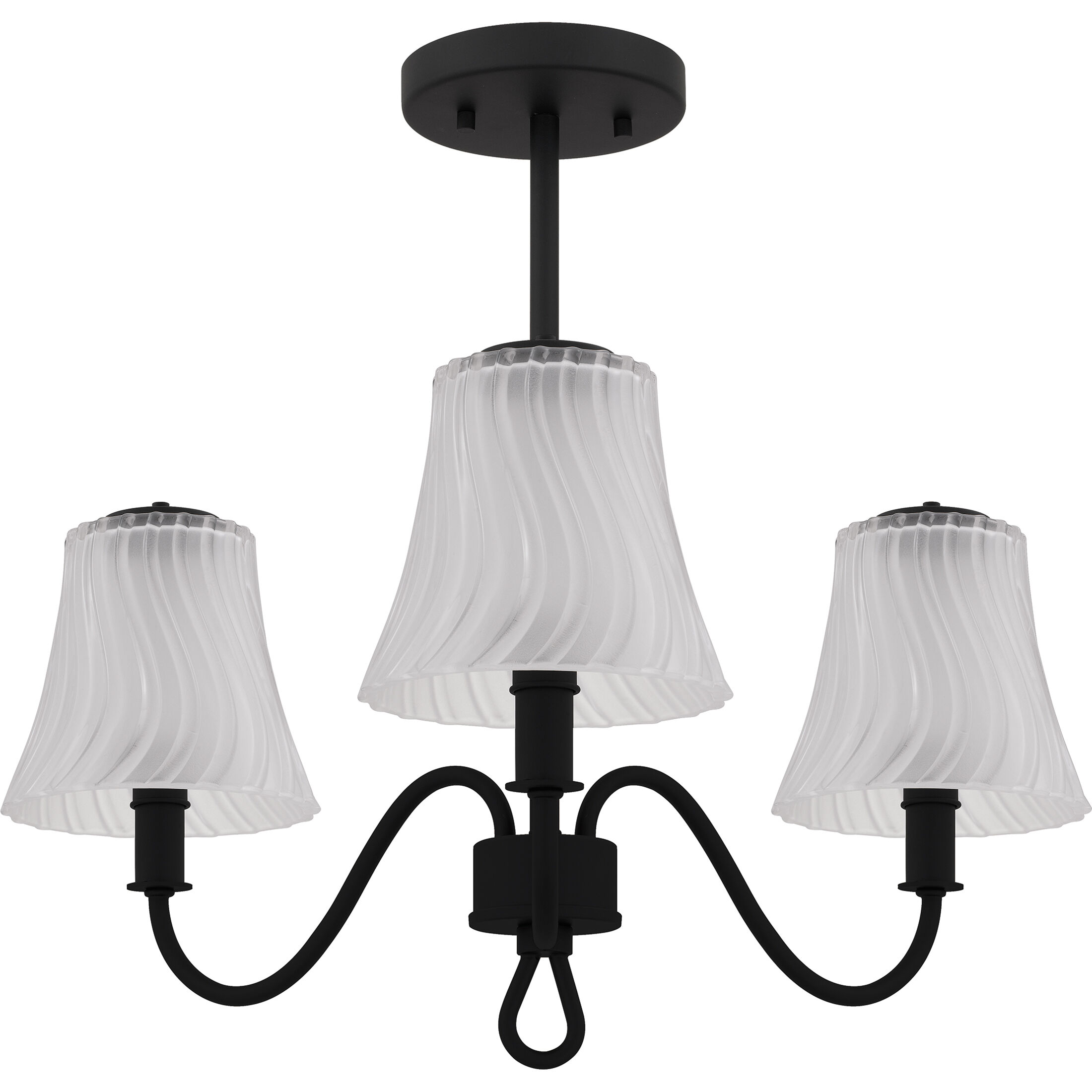 McKinney 3 Light 21.75 inch Matte Black Semi-Flush Mount Ceiling Light, Extra Large