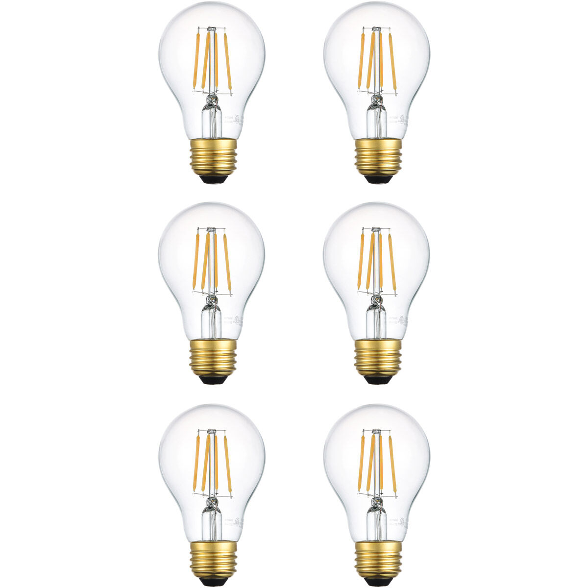 Raedyn LED A19 San'an LED E26 6 watt 120V 3000K LED Light Bulb, Pack of 6