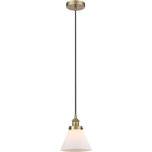 Edison Cone 1 Light 8 inch Antique Brass Mini Pendant Ceiling Light