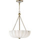 Bundt 3 Light 15.5 inch White and Natural Aged Brass Semi-Flush Mount Ceiling Light