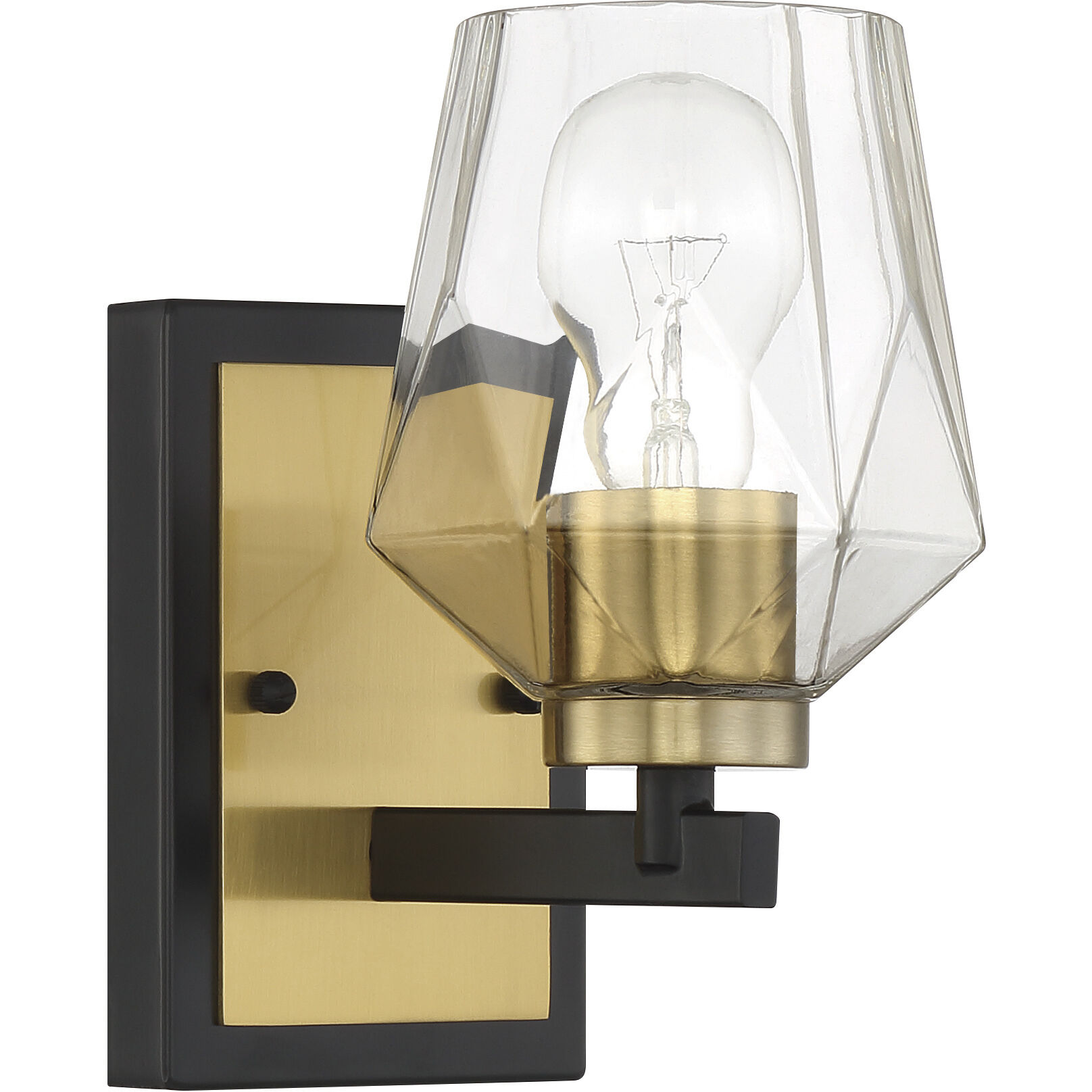 Avante Grand 1 Light 5 inch Flat Black and Satin Brass Wall Sconce Wall Light