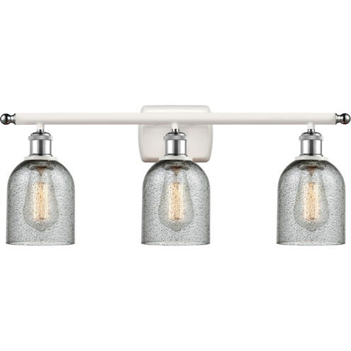 Ballston Caledonia 3 Light 26 inch White and Polished Chrome Bath Vanity Light Wall Light in Charcoal Glass, Ballston