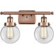 Ballston Beacon 2 Light 16 inch Antique Copper Bath Vanity Light Wall Light in Clear Glass