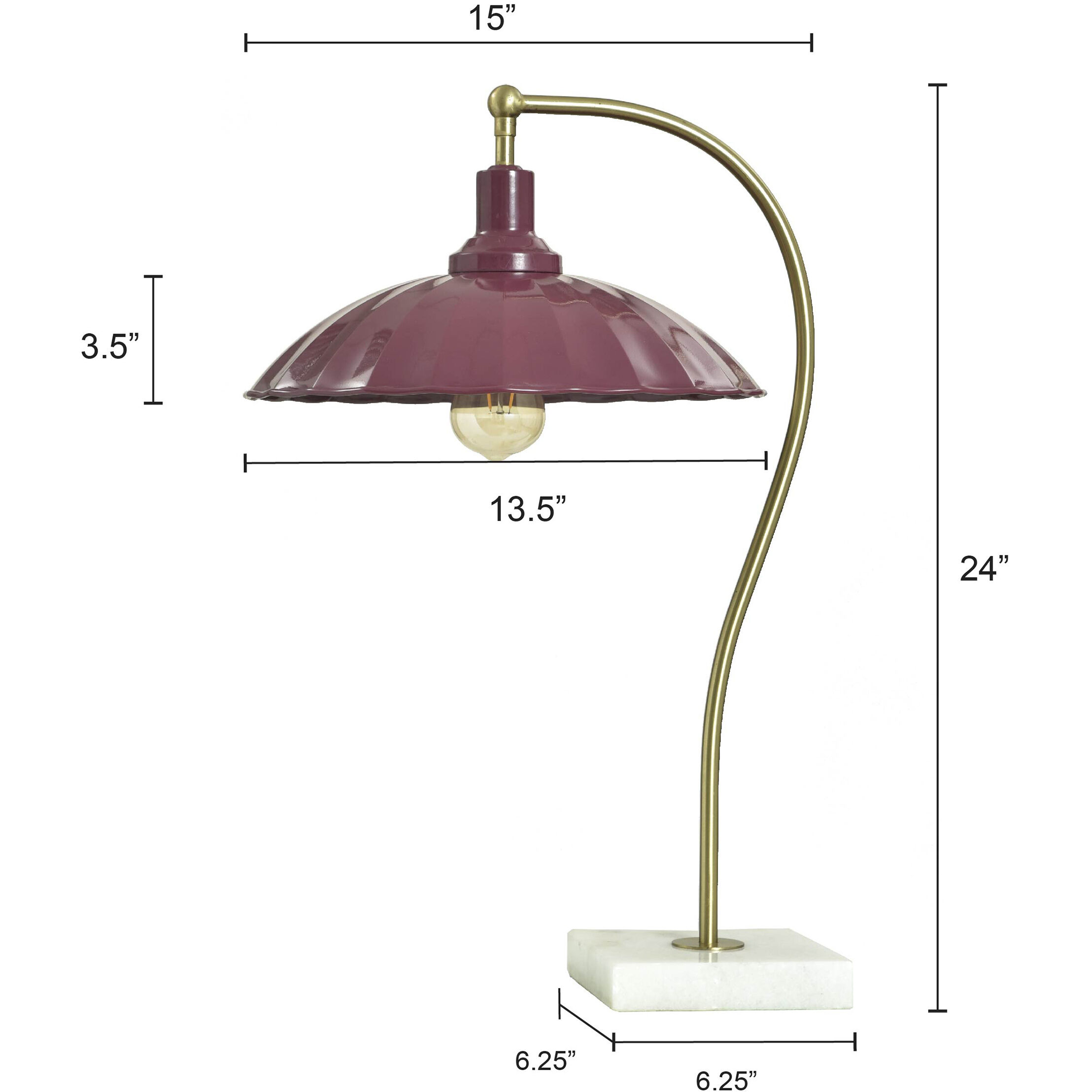 Penelope 24 inch 60 watt Polished Brass and White Marble Table Lamp Portable Light