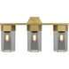 Claverack 3 Light 22.38 inch Brushed Brass Bath Vanity Light Wall Light in Plated Smoke Glass