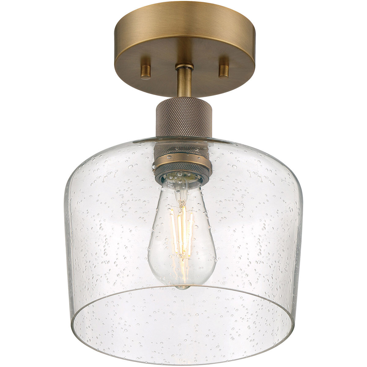 Port Nine LED 9 inch Antique Brushed Brass Semi-Flush Ceiling Light