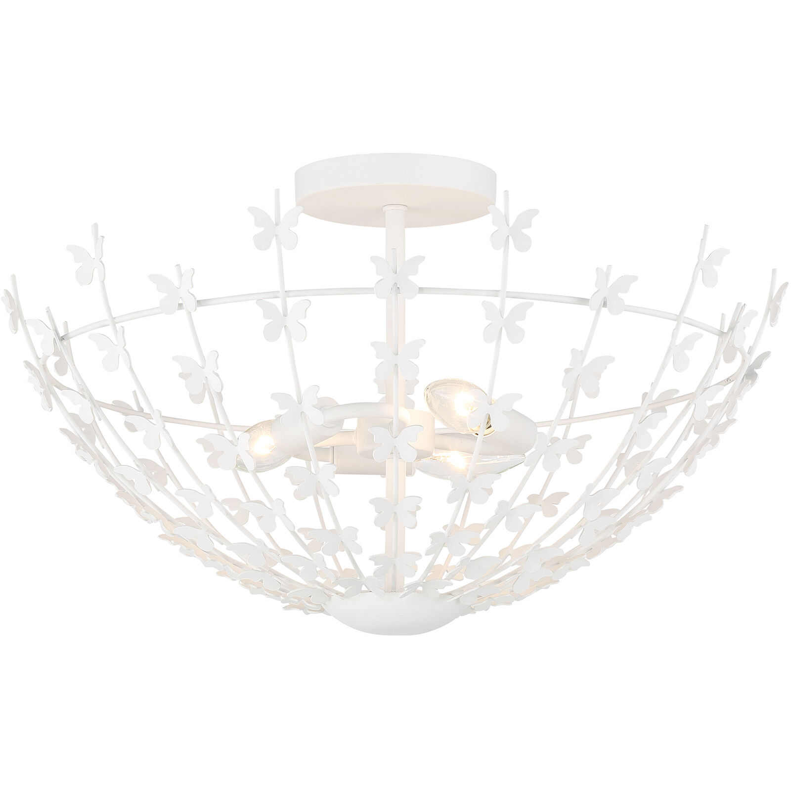 Birch 3 Light 20 inch Bisque White Semi-Flush Ceiling Light