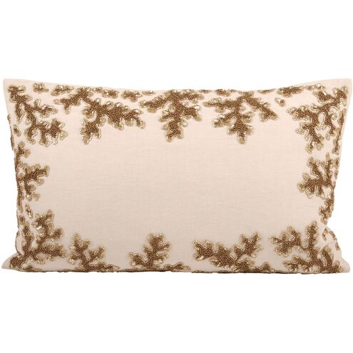 Autumn Shimmer 20 X 12 inch Cream with Brown Accent Pillow