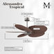 Atlas Alessandra Tropical 48 inch Brushed Nickel with Walnut Tone Blades Ceiling Fan