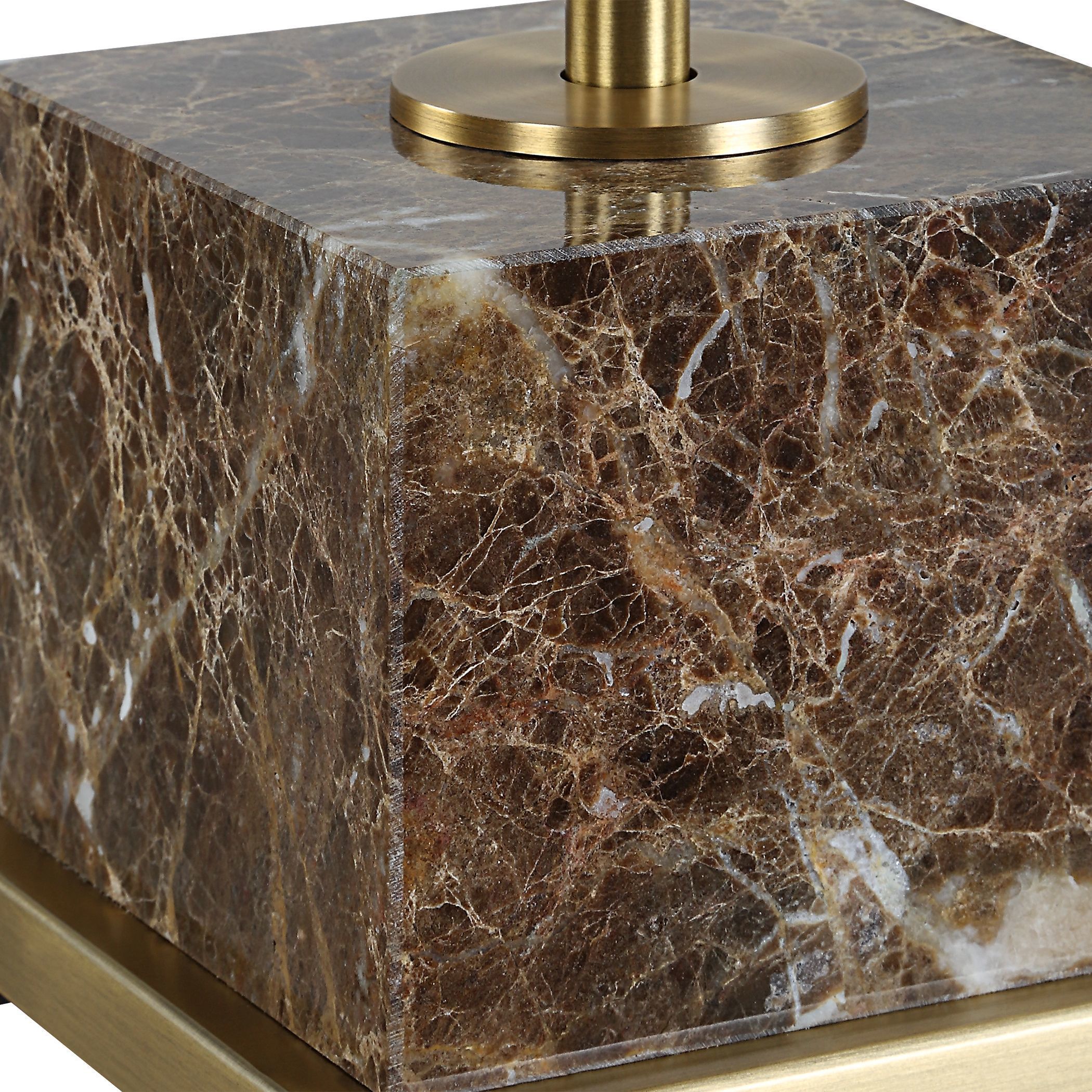 Booker 34.25 inch 150.00 watt Plated Antique Brass and Brown Marble Table Lamp Portable Light