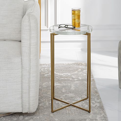 Star-crossed 24 X 16 inch Brushed Gold and Seeded Glass Accent Table