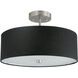 Everly 3 Light 14.25 inch Satin Chrome with Black Semi-Flush Mount Ceiling Light