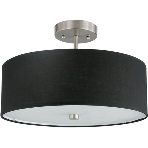 Everly 3 Light 14.25 inch Satin Chrome with Black Semi-Flush Mount Ceiling Light
