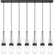 Milan 7 Light 48.13 inch Matte Black Linear Pendant Ceiling Light in Clear Glass