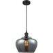 Ballston Large Fenton LED 11 inch Oil Rubbed Bronze Mini Pendant Ceiling Light in Plated Smoke Glass, Ballston