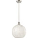 Ballston White Mouchette 1 Light 12 inch Brushed Satin Nickel Cord Hung Pendant Ceiling Light