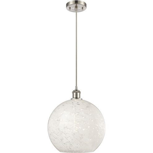 Ballston White Mouchette 1 Light 12 inch Brushed Satin Nickel Cord Hung Pendant Ceiling Light