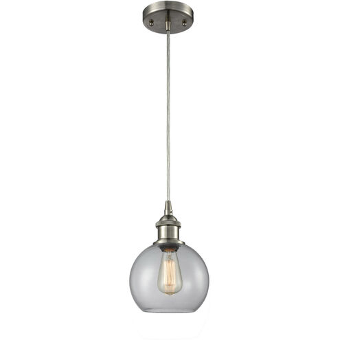 Ballston Athens LED 8 inch Brushed Satin Nickel Mini Pendant Ceiling Light in Clear Glass, Ballston