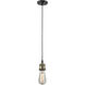 Franklin Restoration Bare Bulb 1 Light 2 inch Black Antique Brass Mini Pendant Ceiling Light, Franklin Restoration