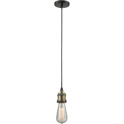 Franklin Restoration Bare Bulb LED 2 inch Black Antique Brass Mini Pendant Ceiling Light, Franklin Restoration