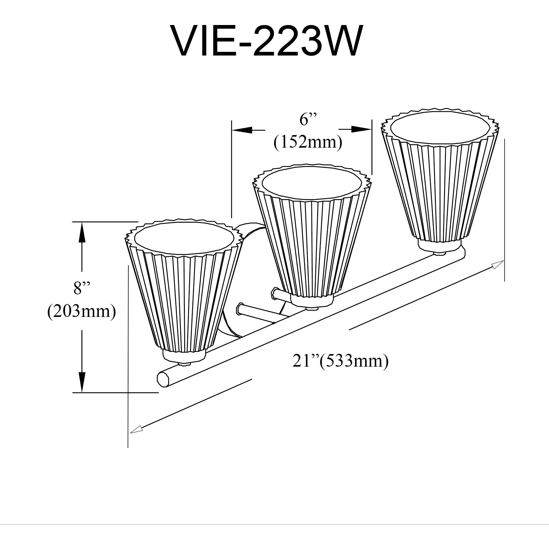 Vienna 3 Light 21 inch Polished Chrome Vanity/Bath Bar Wall Light