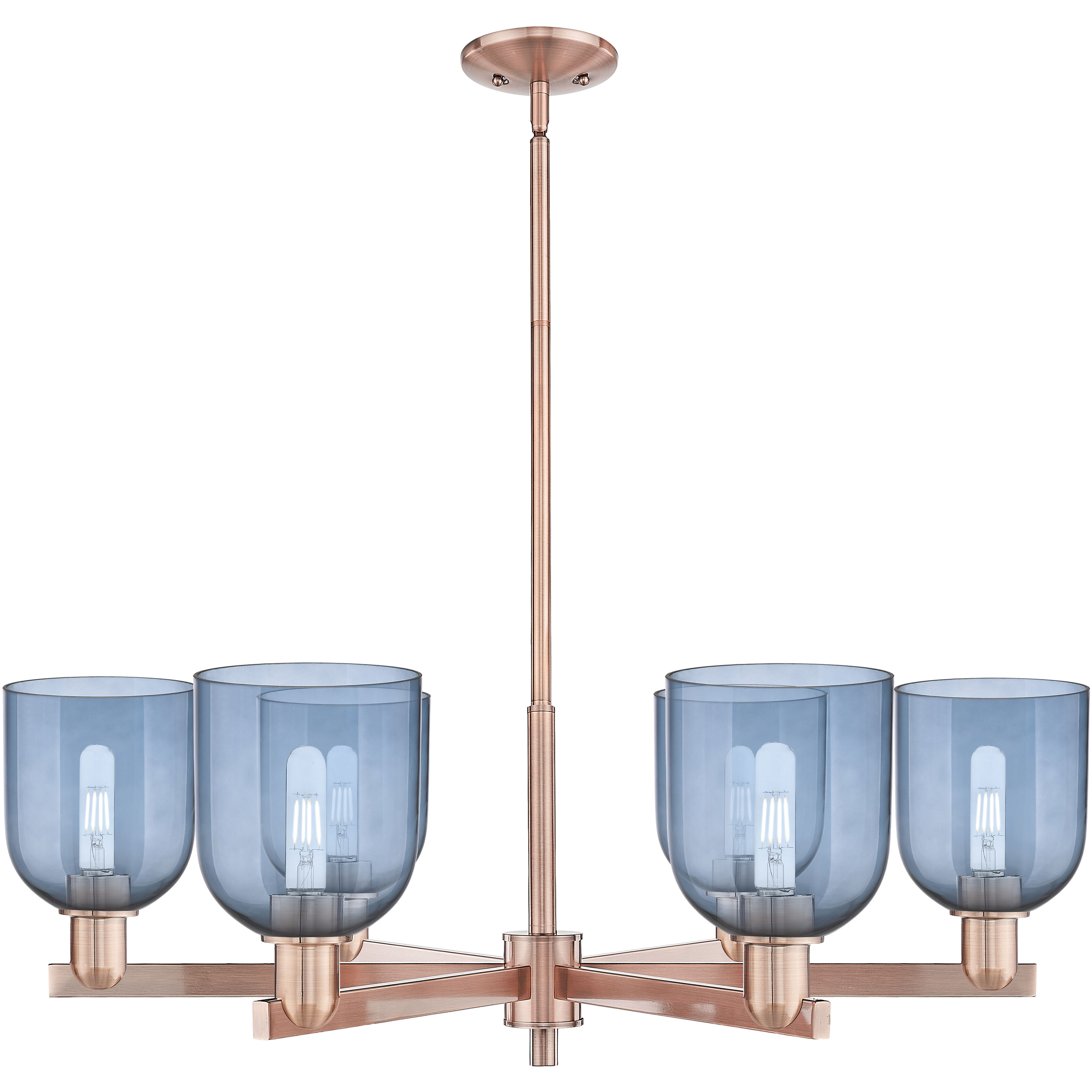 Arcadia Bella 6 Light 35.25 inch Antique Copper Chandelier Ceiling Light in Blue