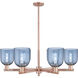 Arcadia Bella 6 Light 35.25 inch Antique Copper Chandelier Ceiling Light in Blue