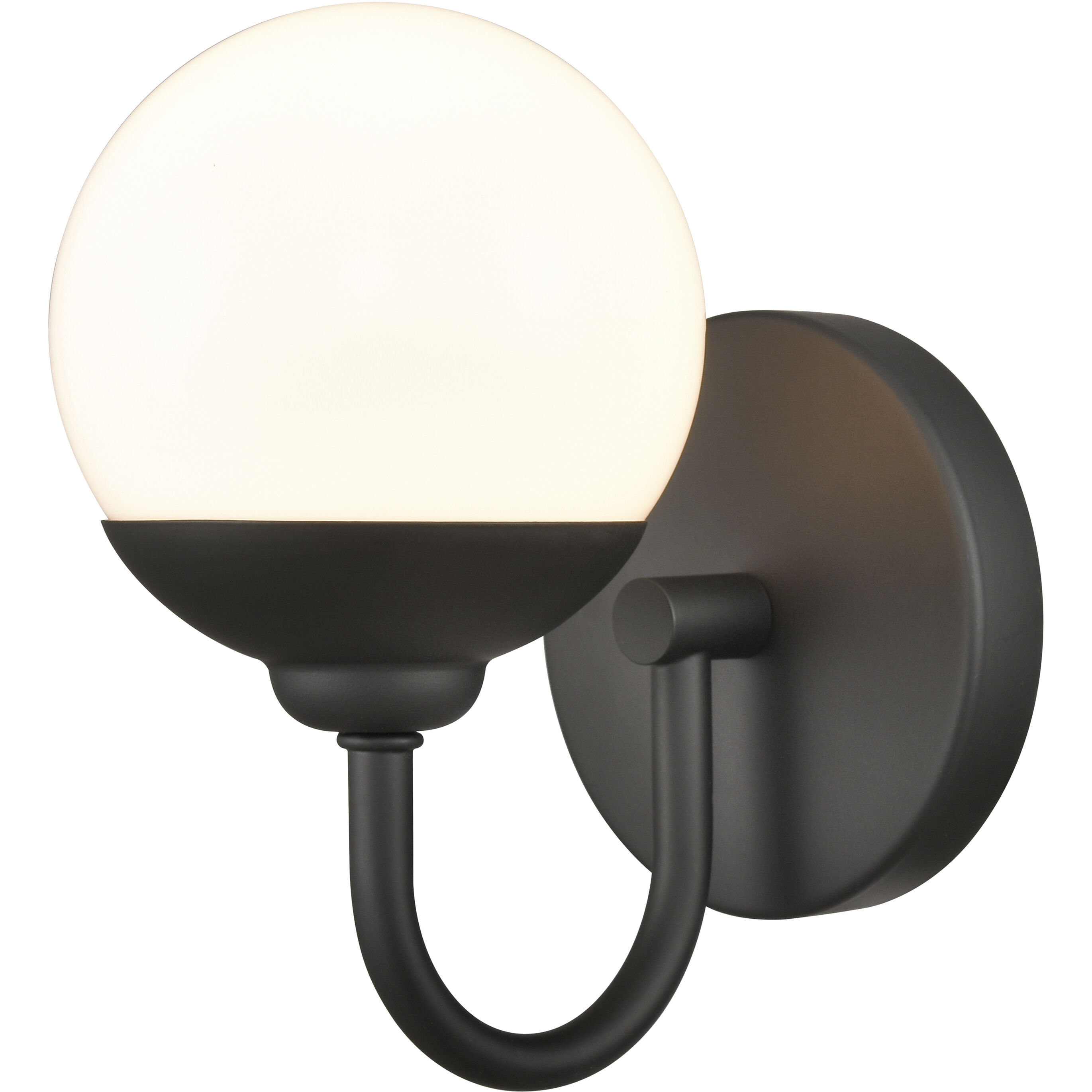 Fairbanks Sconce Wall Light in Matte Black, Opal Glass