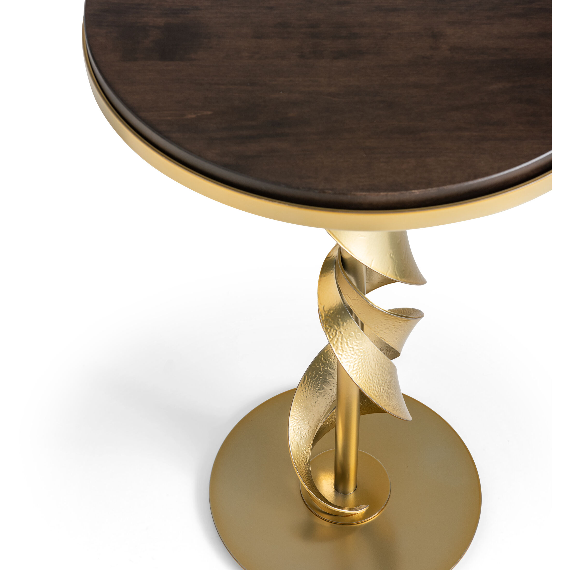 Folio 18.4 inch Modern Brass Accent Table in Maple Espresso, Wood Top