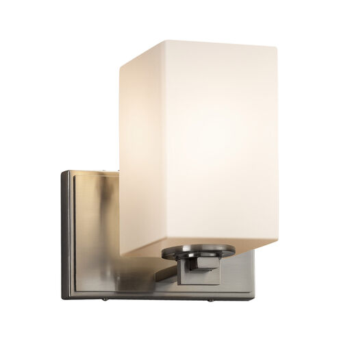 Fusion 1 Light 7 inch Brushed Nickel Wall Sconce Wall Light in Square with Flat Rim, Incandescent, Opal Fusion