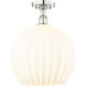 Edison White Venetian 1 Light 13.75 inch Polished Nickel Semi-Flush Mount Ceiling Light
