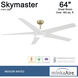 Skymaster 64 inch Soft Brass with Flat White Blades Ceiling Fan