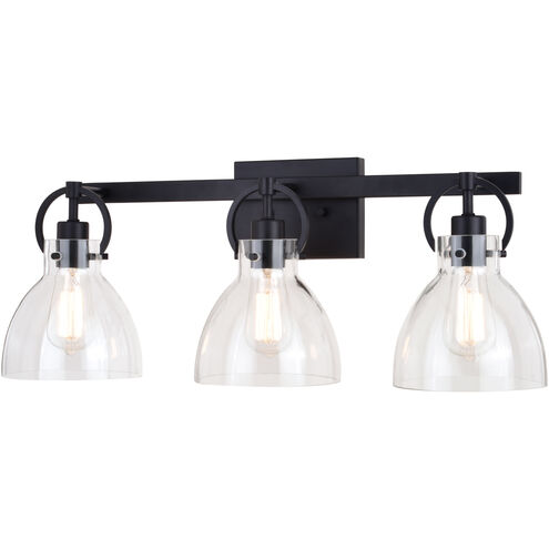 Ogden LED 25.5 inch Matte Black Bathroom Light Wall Light in 3