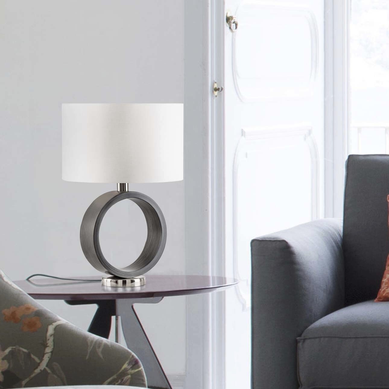 Tracey 25 inch 100.00 watt Brushed Nickel and Charcoal Gray Table Lamp Portable Light