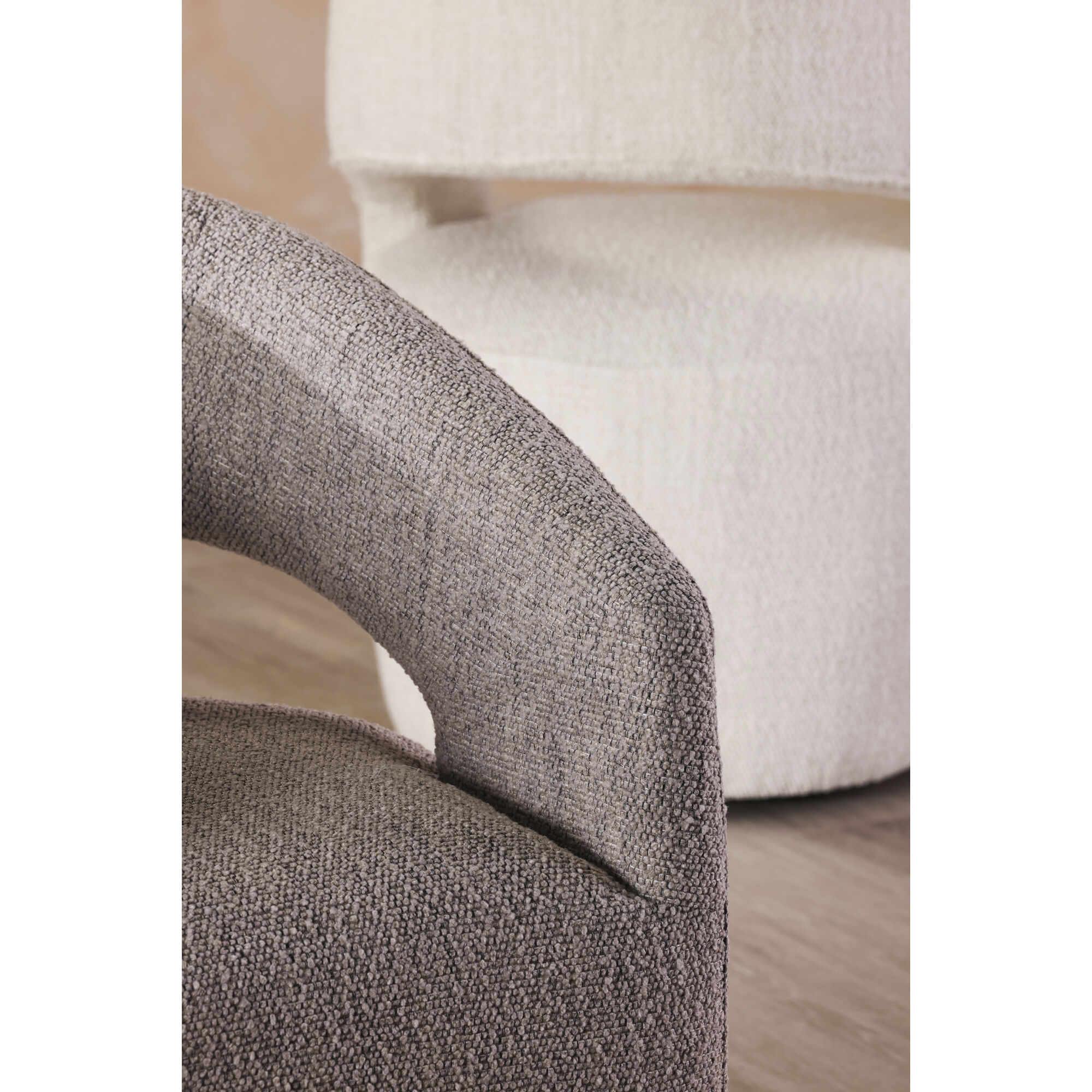 Barrow Grey Rolling Dining Chair in Taupe