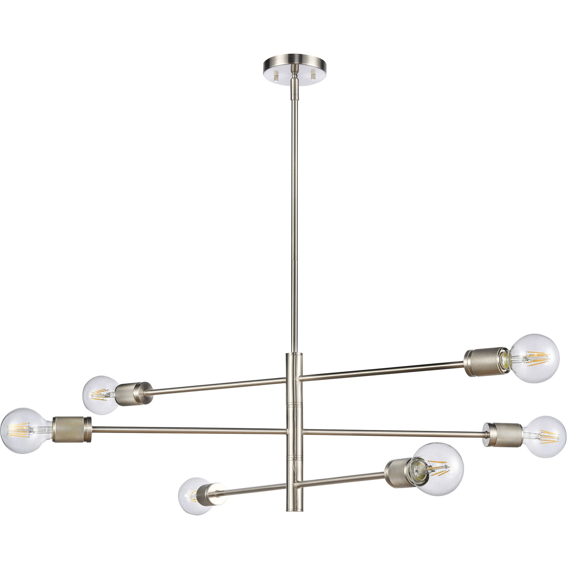 Module 6 Light 34 inch Satin Nickel Chandelier Ceiling Light