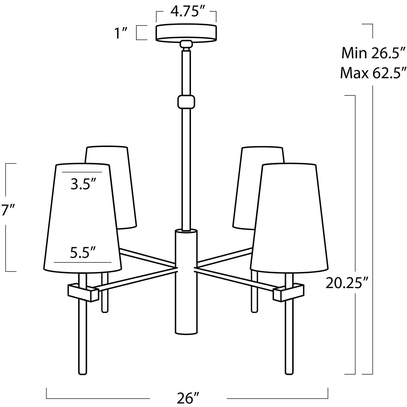 Toni 4 Light 26 inch Natural Brass Chandelier Ceiling Light, Small