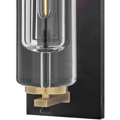 Lourde 1 Light 18 inch Black with Heritage Brass Outdoor Wall Mount