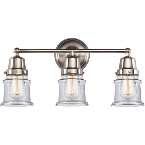 Aditi Small Canton 3 Light 21.25 inch Brushed Satin Nickel Bath Vanity Light Wall Light, Aditi