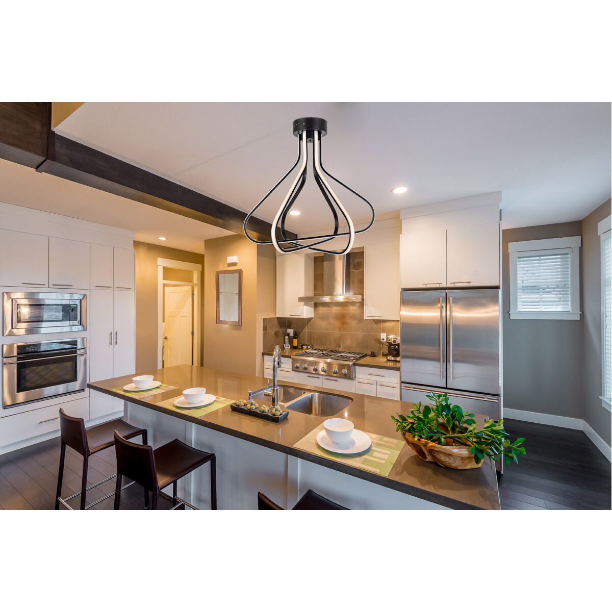 Dahlia LED 26.6 inch Black Flush Mount Ceiling Light