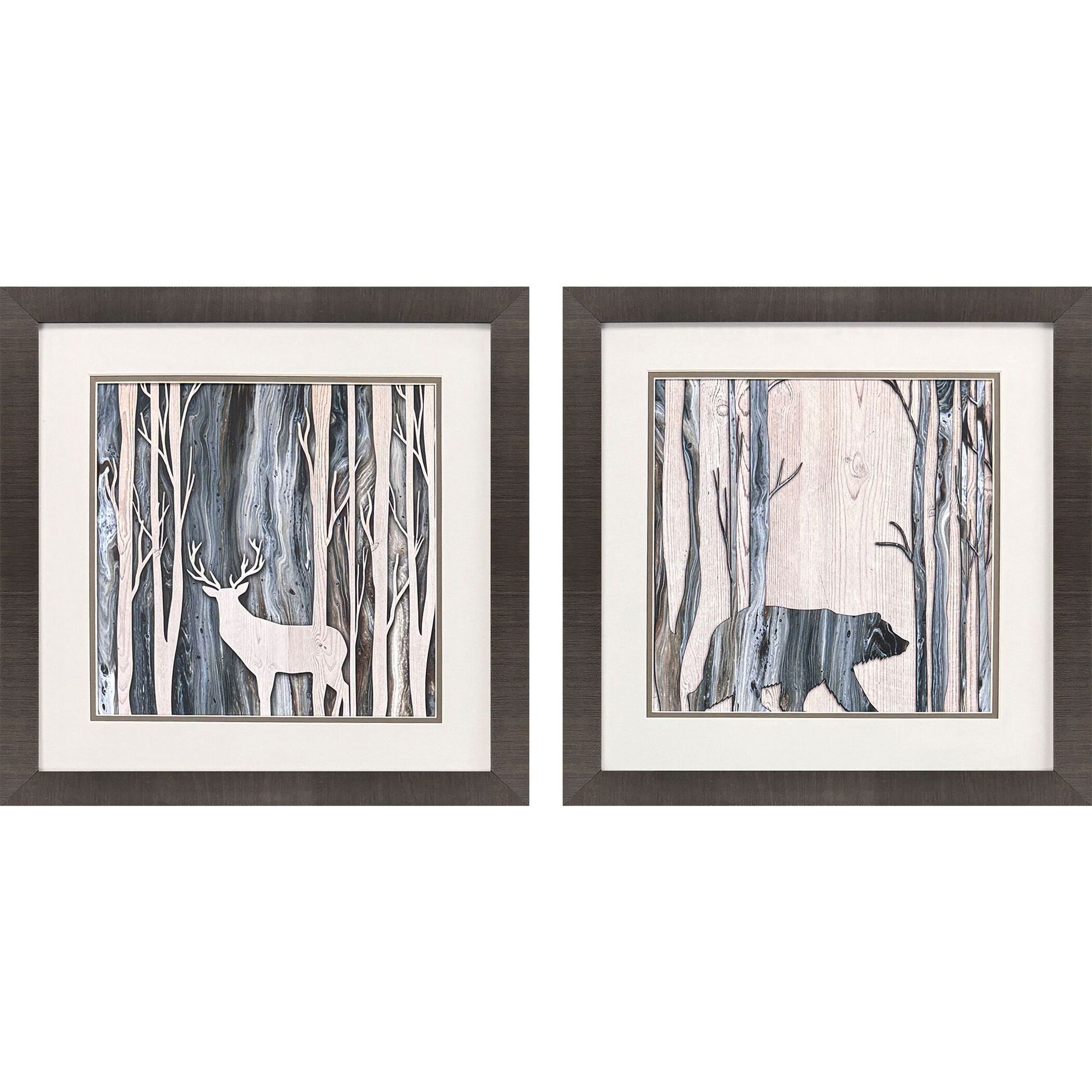 Fluid Lodge Blue and Brown and Neutral Framed Art, Propac