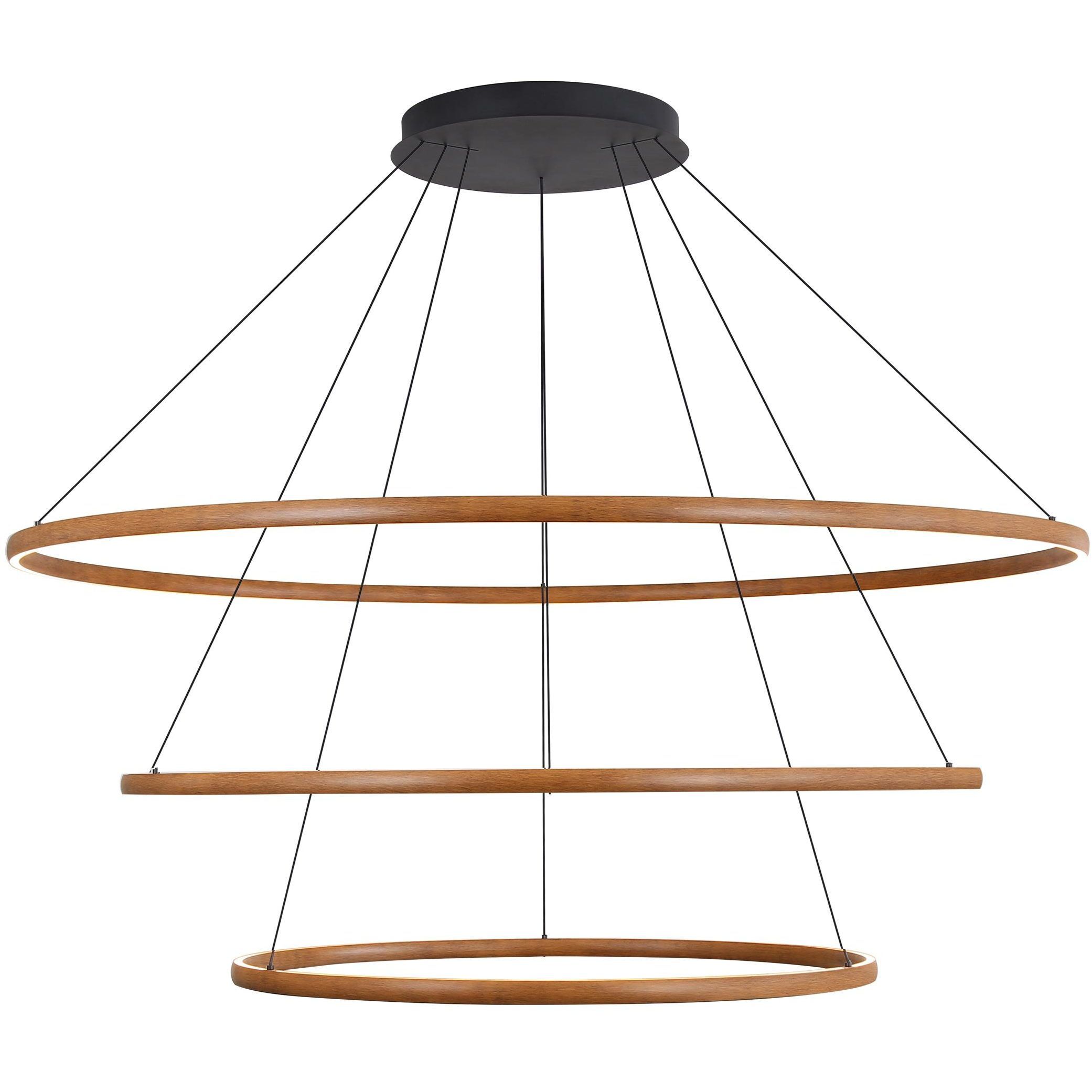 Veritas LED 70.88 inch Walnut Chandelier Ceiling Light, 3 Tier