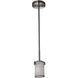 Textile LED 4.5 inch Brushed Nickel Pendant Ceiling Light, Cylinder w/ Flat Rim