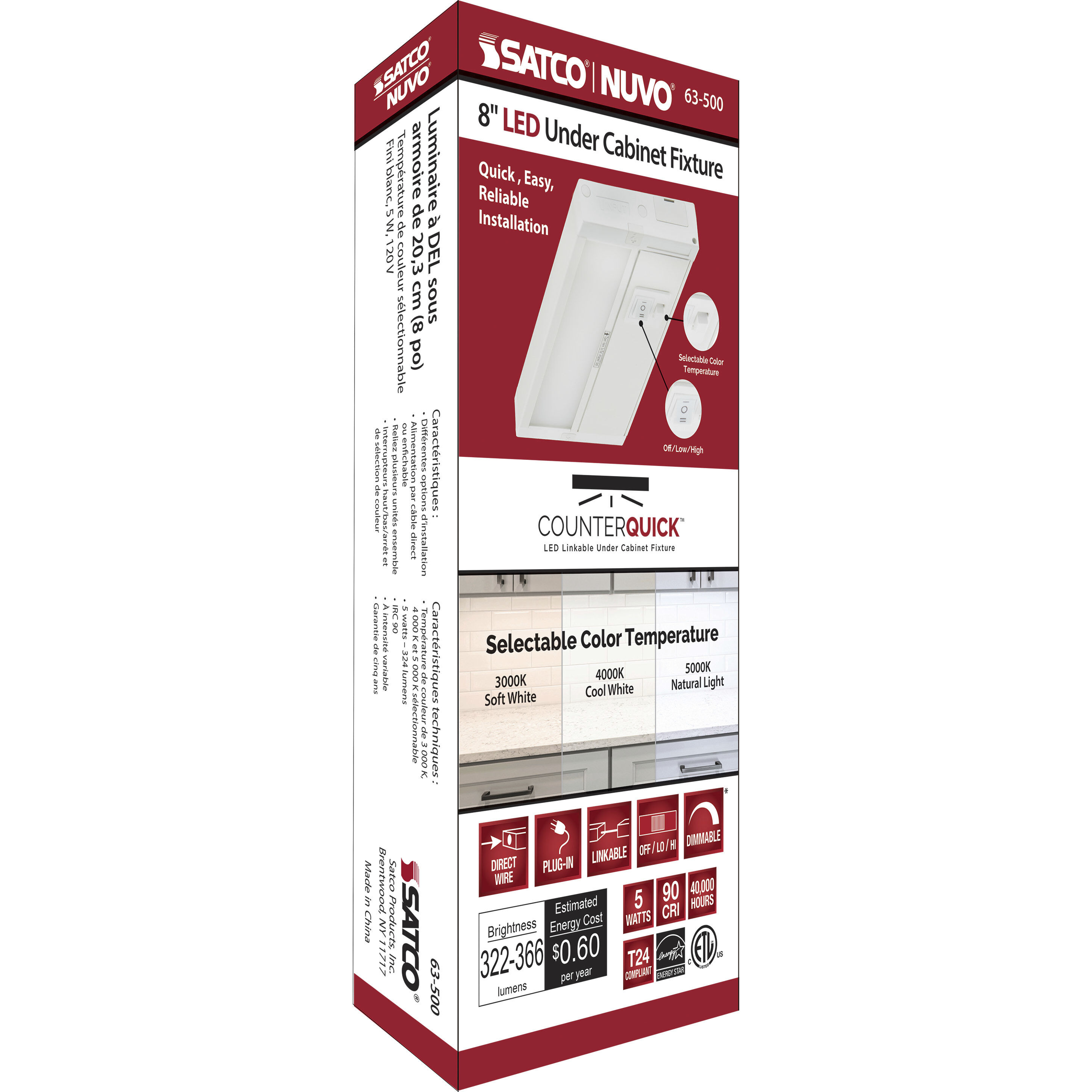 CounterQuick 120 LED 8 inch White Under Cabinet & Cove, Linear Strip