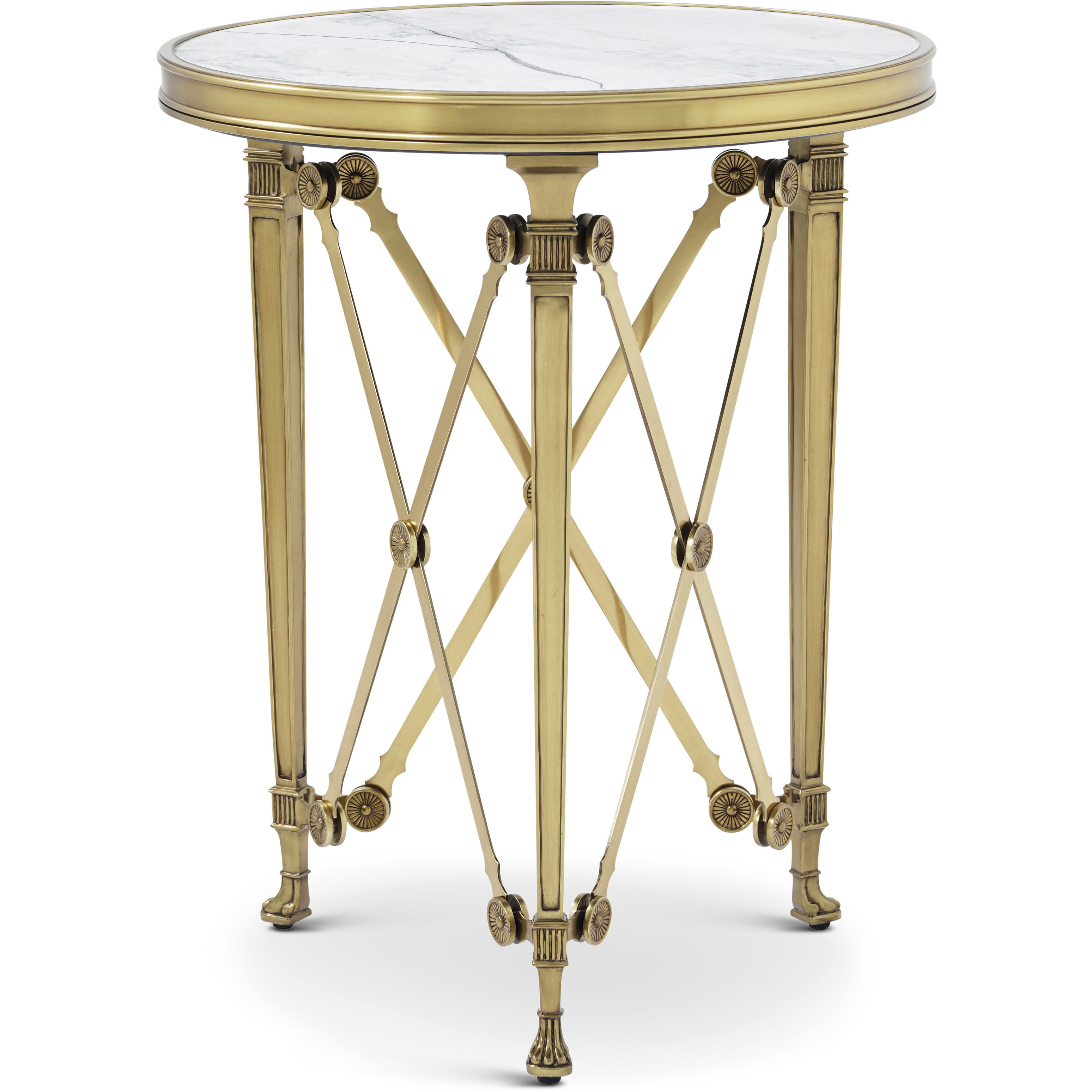 Spencer London 22 X 18 inch Side Table, Brass with Quartz Top, Small Round, Small Round Brass Side Table