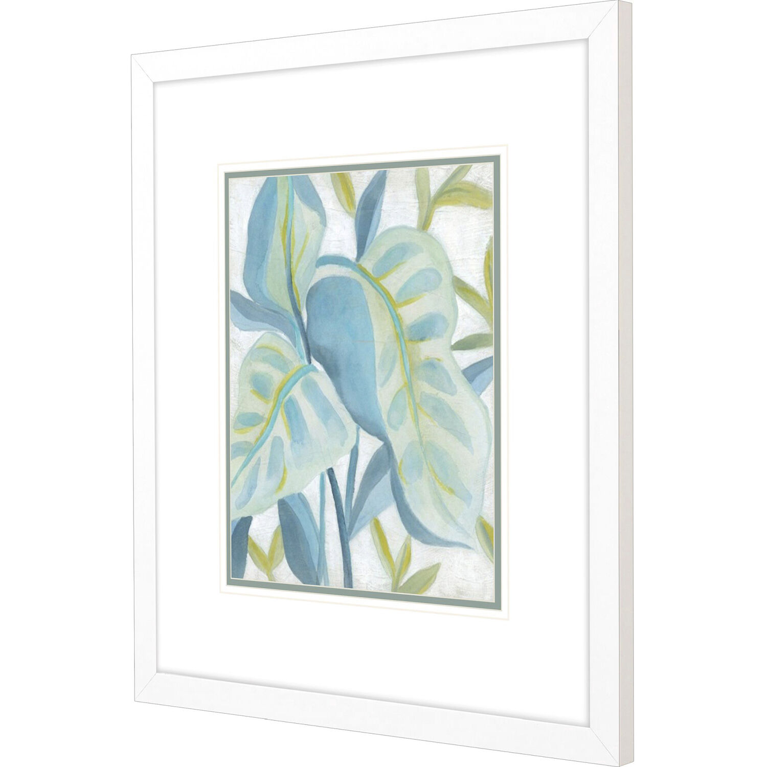 Aqua Tropical Leaves Blue and Green and Turquoise Framed Art, Propac