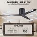 Atlas Eliza-H 56 inch Matte Black Flush Mount Ceiling Fan, Atlas