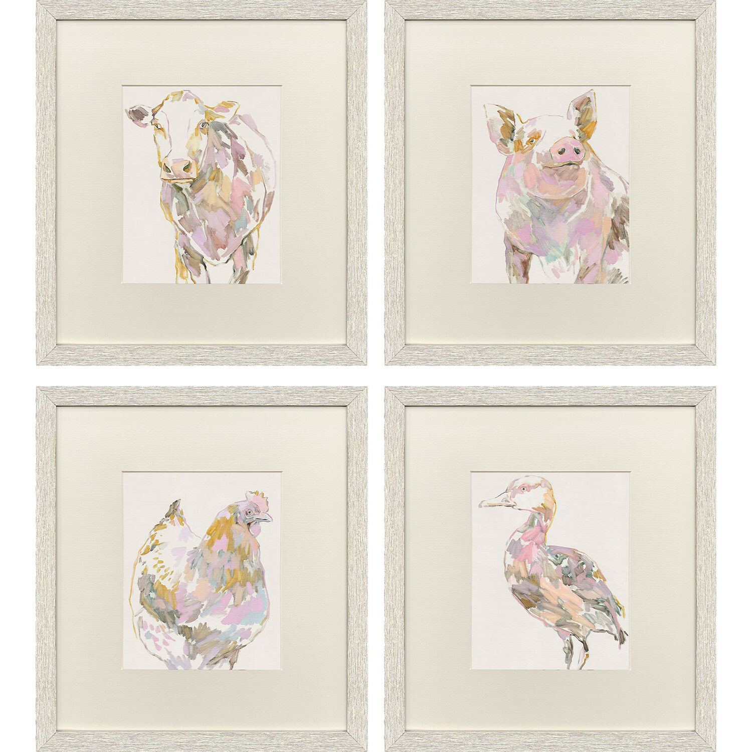 Barnyard Buds Pink and Multi and Green and Beige Framed Art, Propac