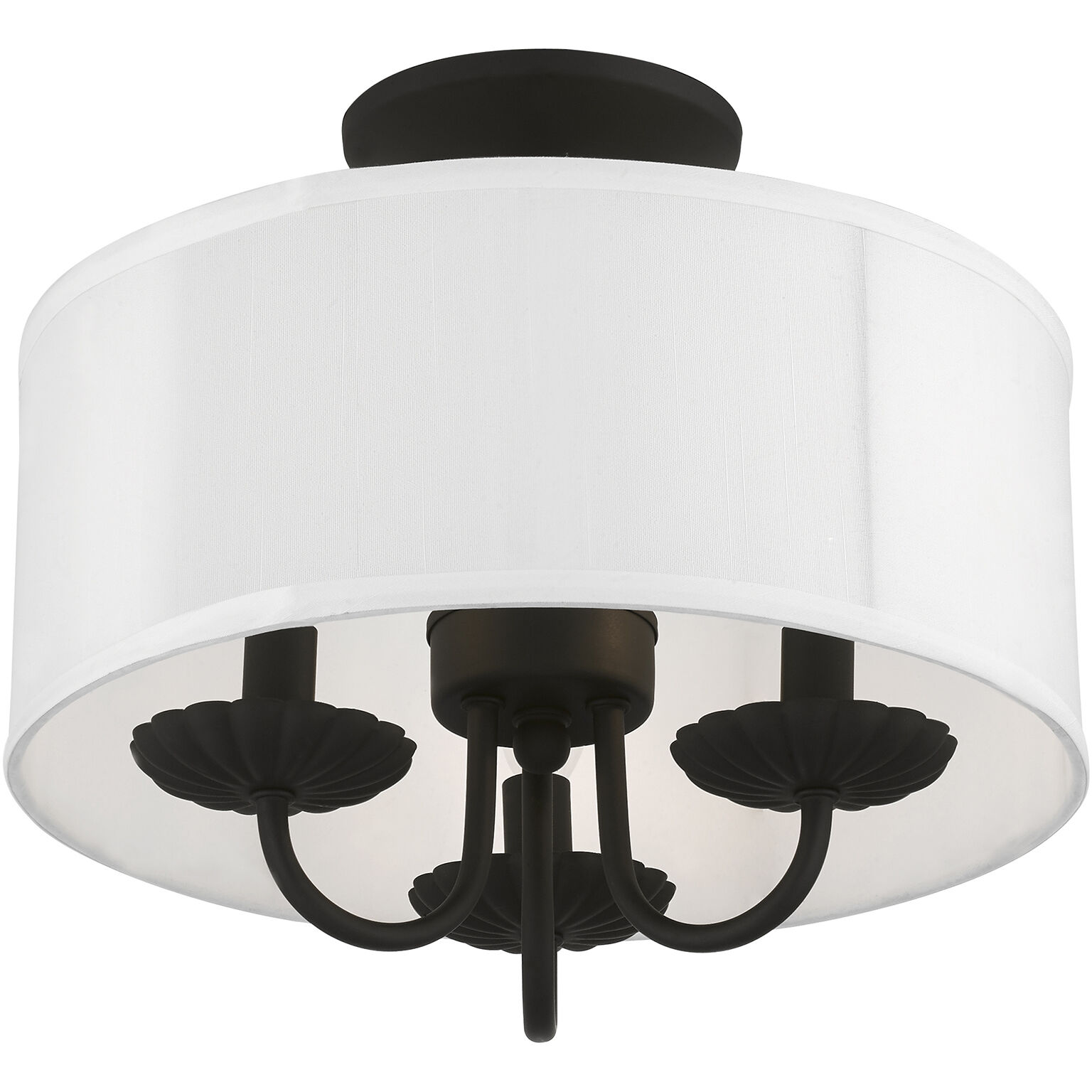 Brookdale 3 Light 13 inch Black Semi-Flush Mount Ceiling Light