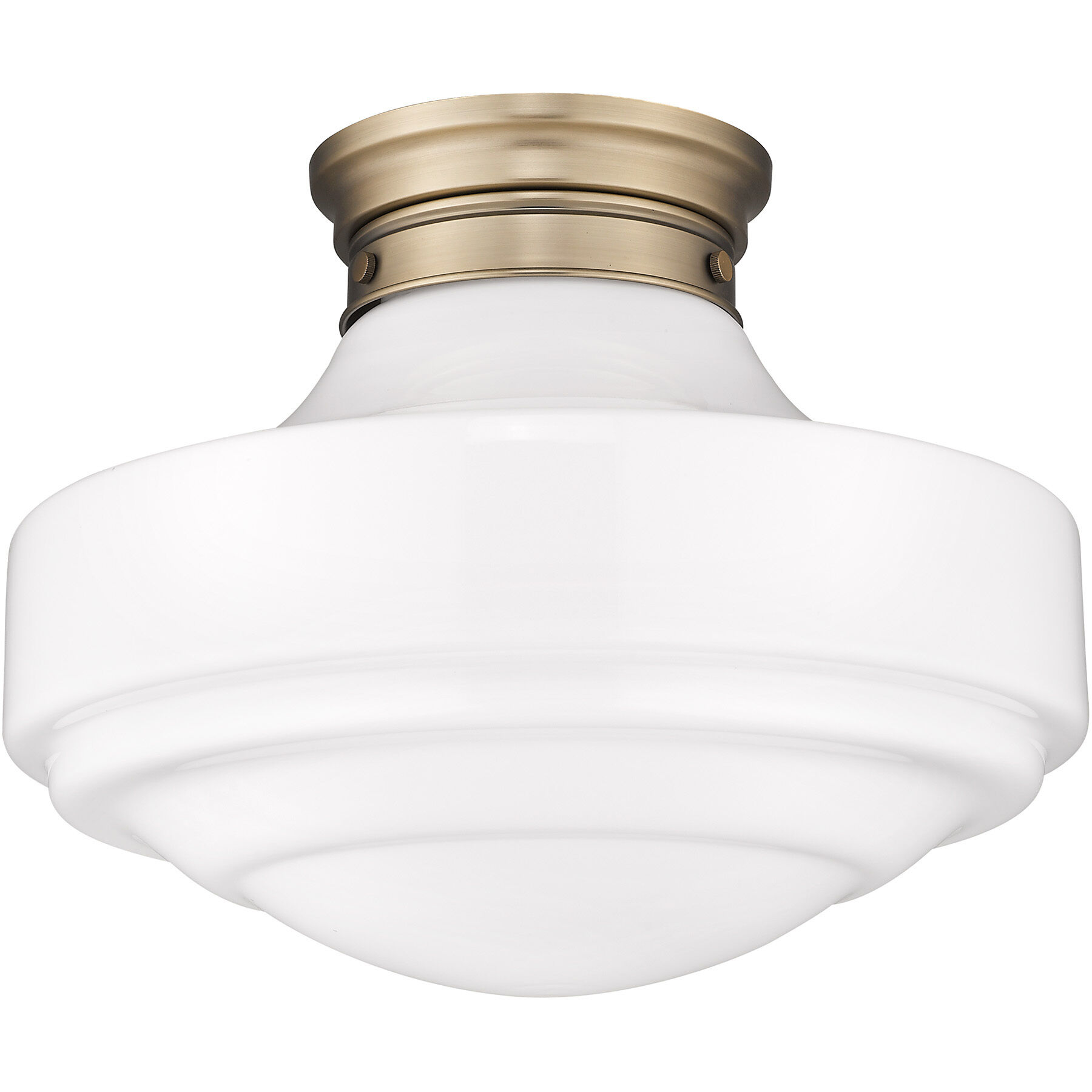 Ingalls 1 Light 16 inch Modern Brass Semi-Flush Mount Ceiling Light in Vintage Milk Glass, Large